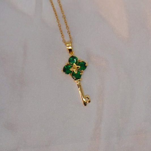 Emerald-Green Key Necklace